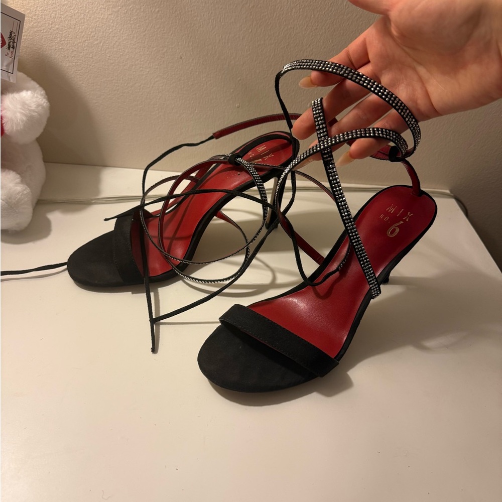 Black and Red Strappy Heels